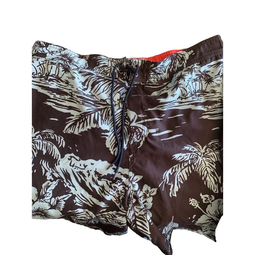 🍒 2/$20 🍒 Mens Nautica XL Brown and Blue Tropical Swim Shorts